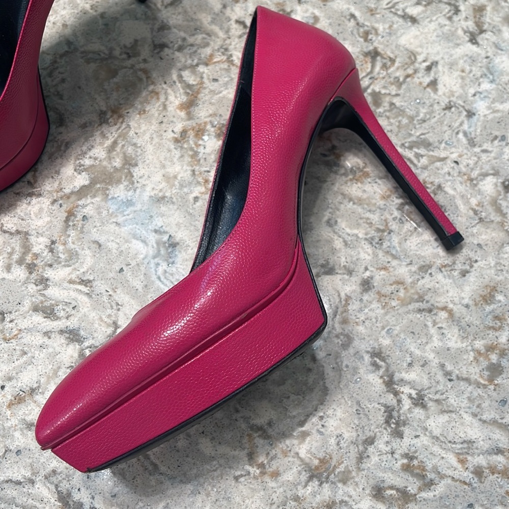 Barbie Pink Saint Laurent Paris Platform Heels, Size 38 - Picture 4 of 12